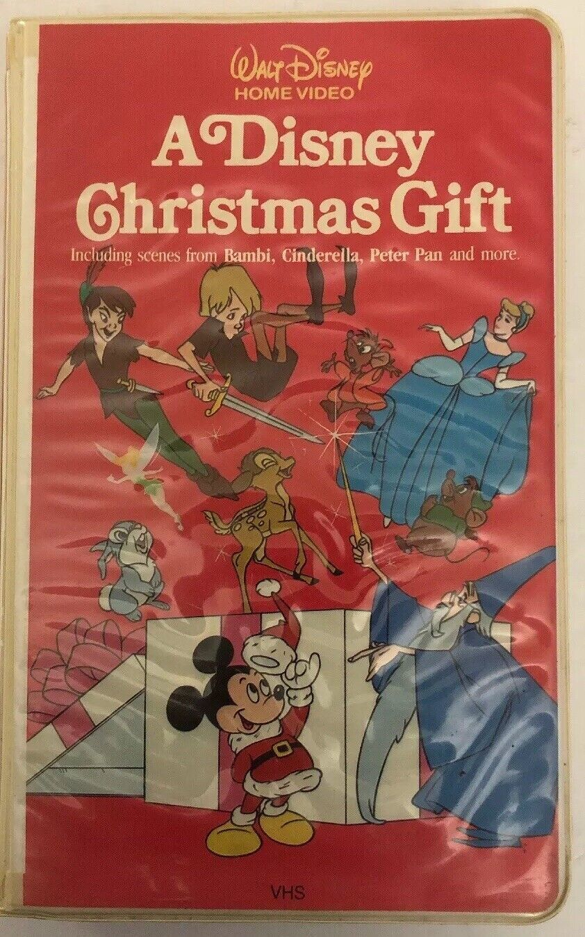 A Disney Christmas Gift VHS Walt Disney Home Video Puffy Case VINTAGE-SHIP N 24H