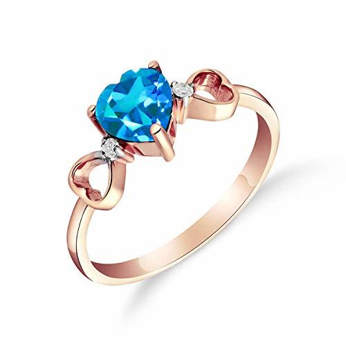 Galaxy Gold GG 14k Rose Gold Heart-shaped Blue Topaz Ring - Size 11