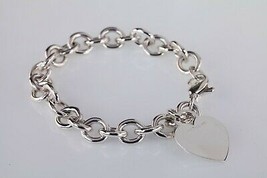 Tiffany & Co. Sterling Silver Blank Heart Tag Charm Bracelet Retails - $296.98