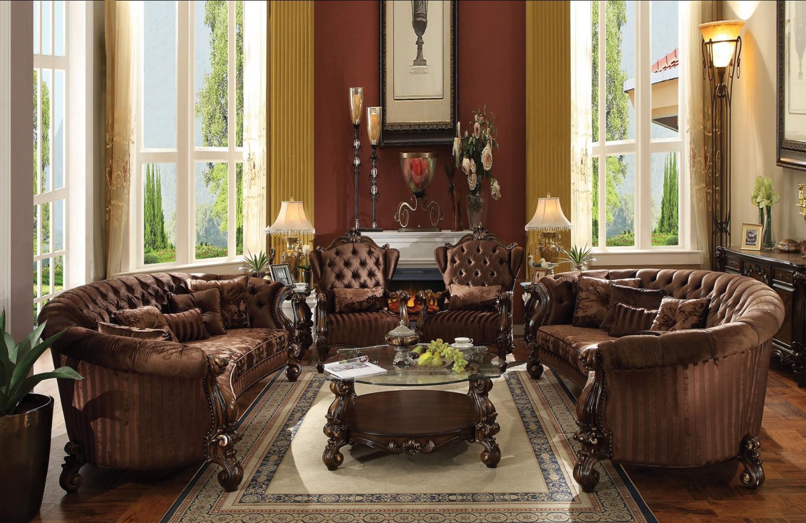 Acme Furniture Brown Versailles Living Room Set Clic 4pcs S L1600