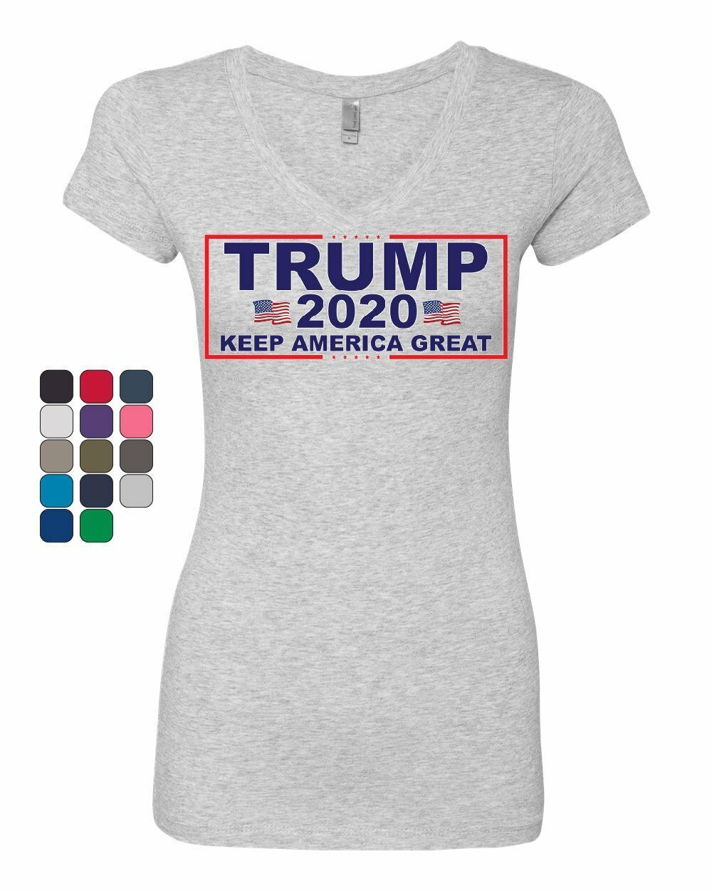 Trump 2020 Keep America Great Women's V-Neck T-Shirt Republican MAGA ...