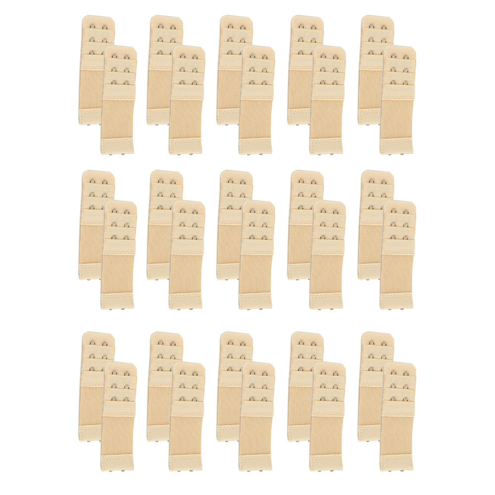 Adjustable Stretchy Bra Band Extender 30-Pack (10 each of 2, 3 and 4-hook) Beige