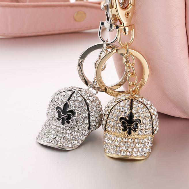 [Keychain] Rhinestone Sport Cap Summer Hat Bag Keychain for Woman