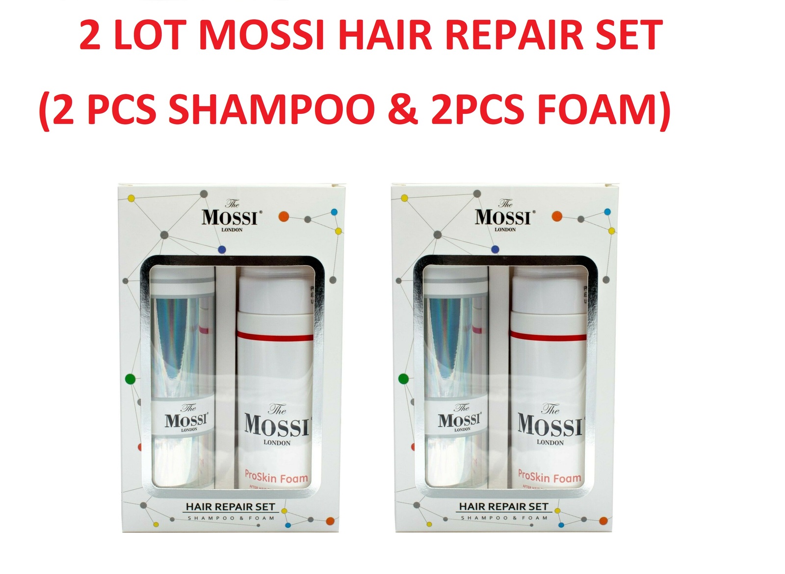 2 LOT The Mossi London Hair Loss Shampoo And ProSkin Foam Set (Hair Repair Set)
