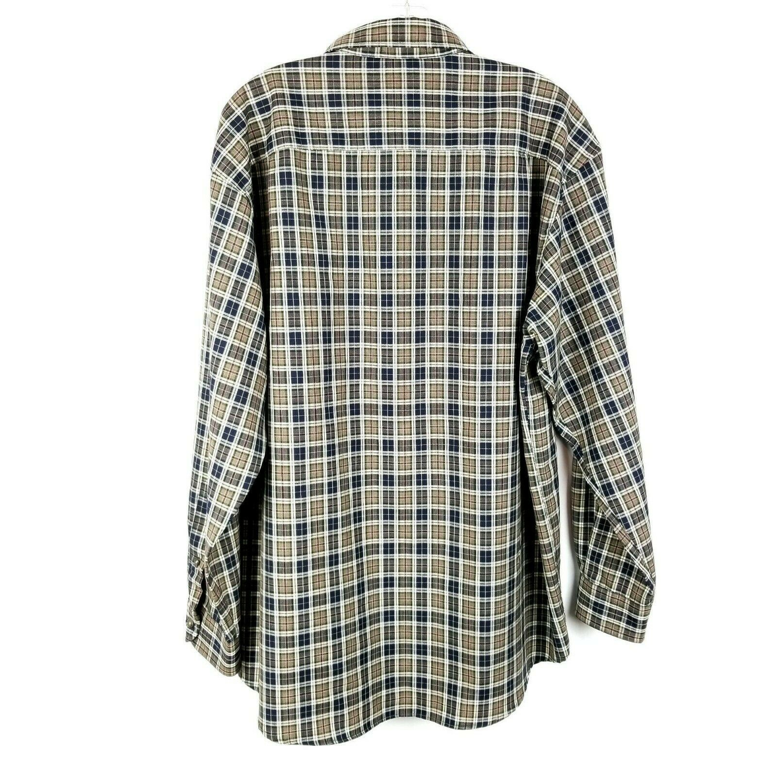 SIR PENDLETON Fine Worsted Wool Button Front Shirt Plaid Tan Blue Men's ...