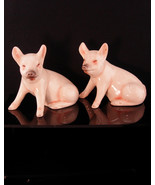 Vintage Whimsical vintage porcelain signed pigs figurines - Adorable pai... - $65.00
