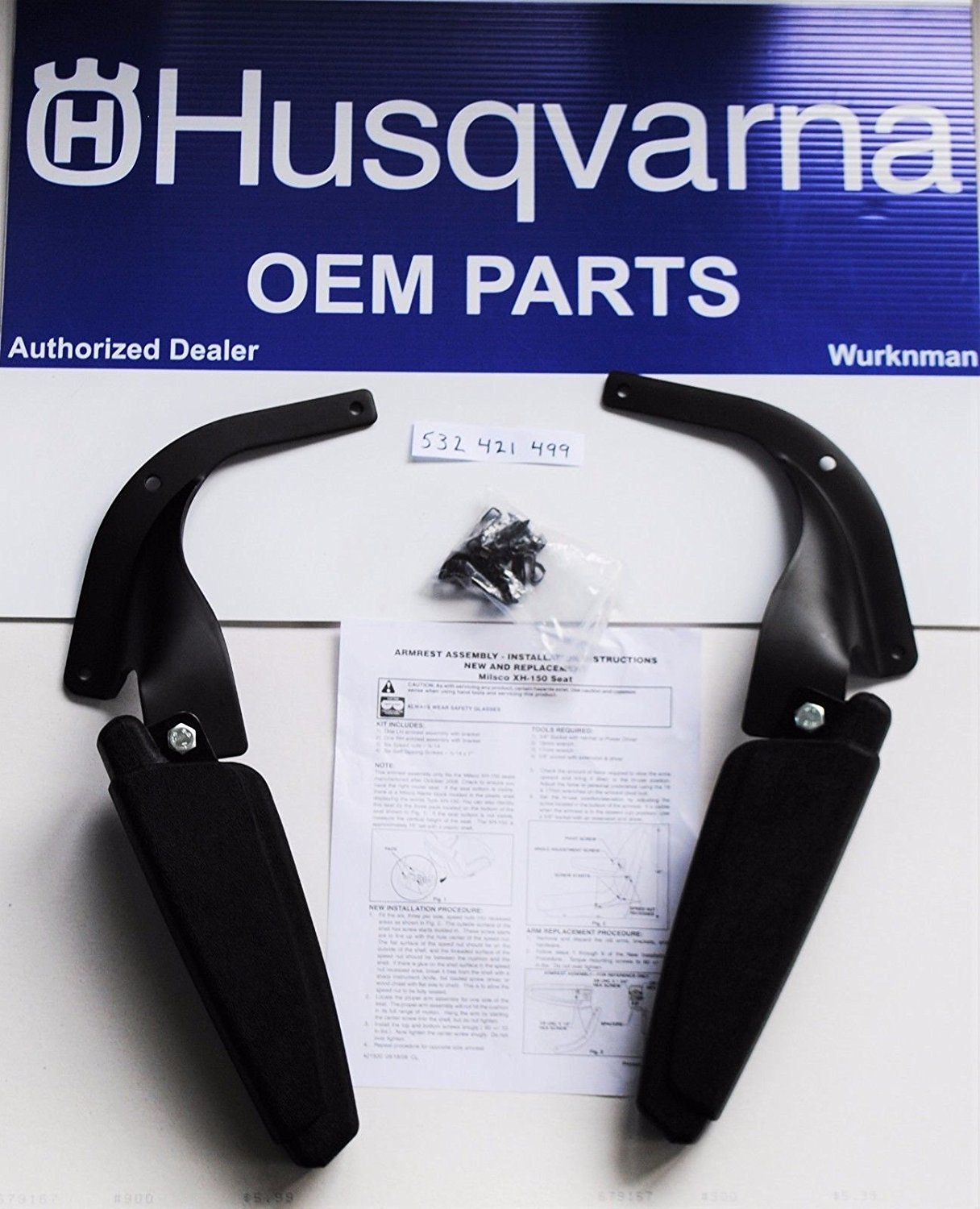 Husqvarna Arm Rest Kit for Zero Turn Lawn Mowers 532421499/421499 Parts & Accessories