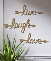 Sculpted Wall Plaque Live Laugh Love Sentiment With Arrow Detailing Set of 3 