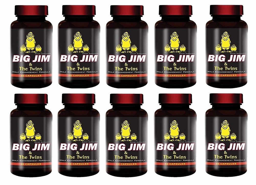 Big Jim & The Twins Male Enhancement All Natural Formula 60 Pills, 10 Bottles - $225.89