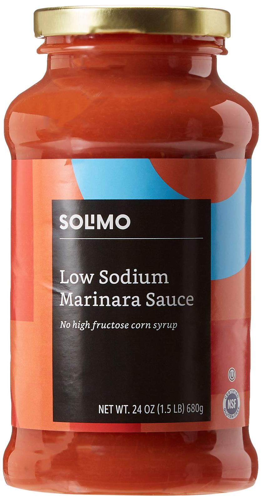 Amazon Brand - 24 oz Solimo Pasta Sauce, Low Sodium Marinara (Pack of 6 ...
