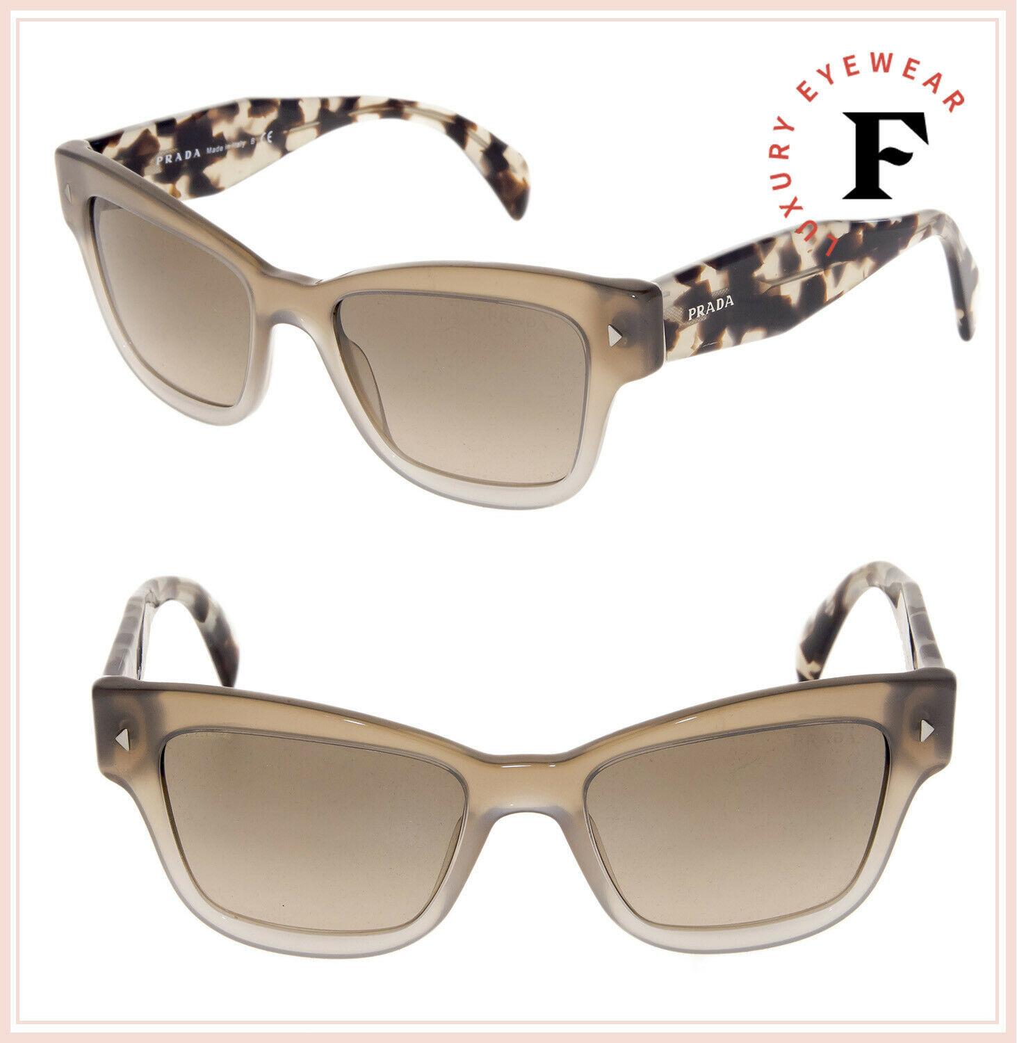 PRADA 29R HERITAGE Opal Brown Havana Butterfly Sunglasses PR29RS Chunky Classic