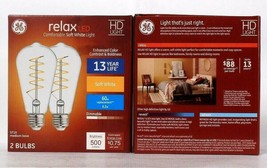 2 Boxes GE Relax HD LED Light 6.2W Soft White ST19 Med Base 2 Ct Bulbs