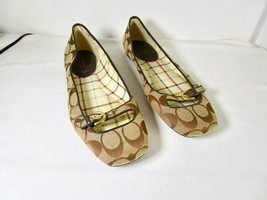 Coach Ellyce Signature Mary Jane Flats Size 8 B Brown Tan  - $34.19