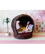 Wicker cocoon chair for doll. Whimsical unique modern miniature garden 1... - $60.00