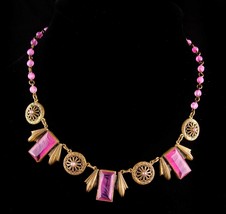 Vintage Czech Necklace -  Art deco Brass pendants - Neiger Czech - art d... - $275.00