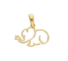 SOLID 18K YELLOW GOLD SMALL 13mm 0.5" ELEPHANT PENDANT, CHARMS, MADE IN ITALY image 1
