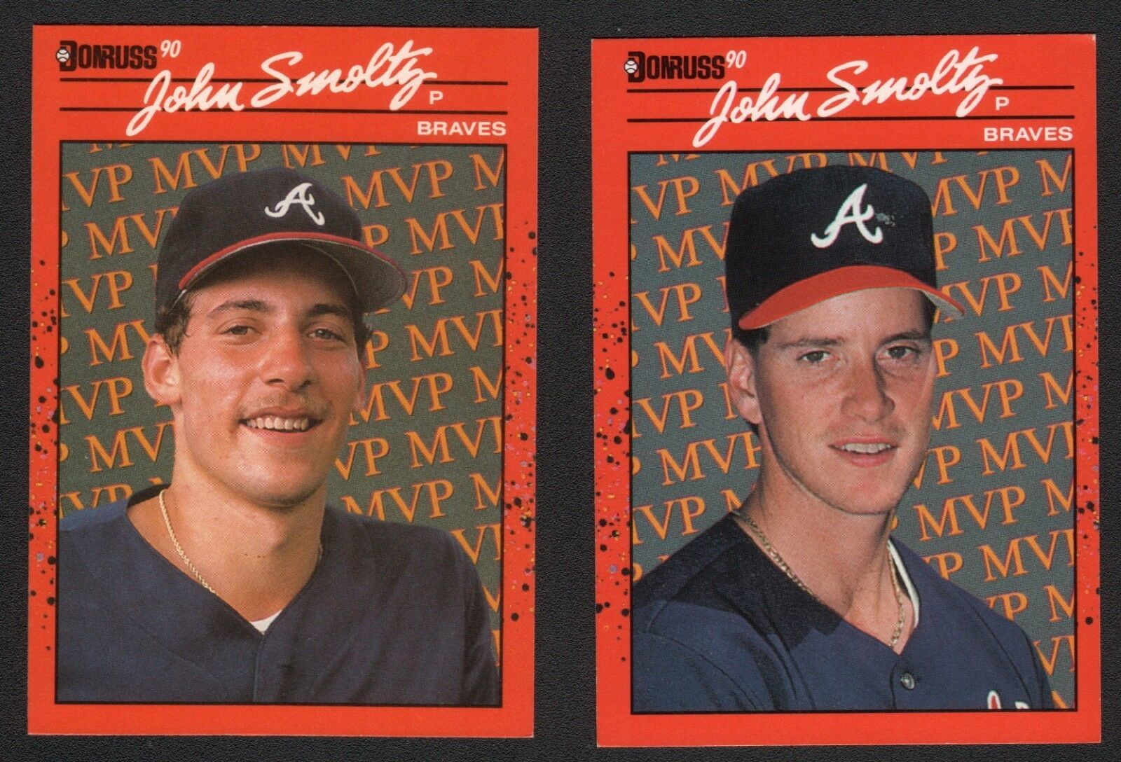 1990 Donruss JOHN SMOLTZ TOM GLAVINE Error & Corrected Baseball Card