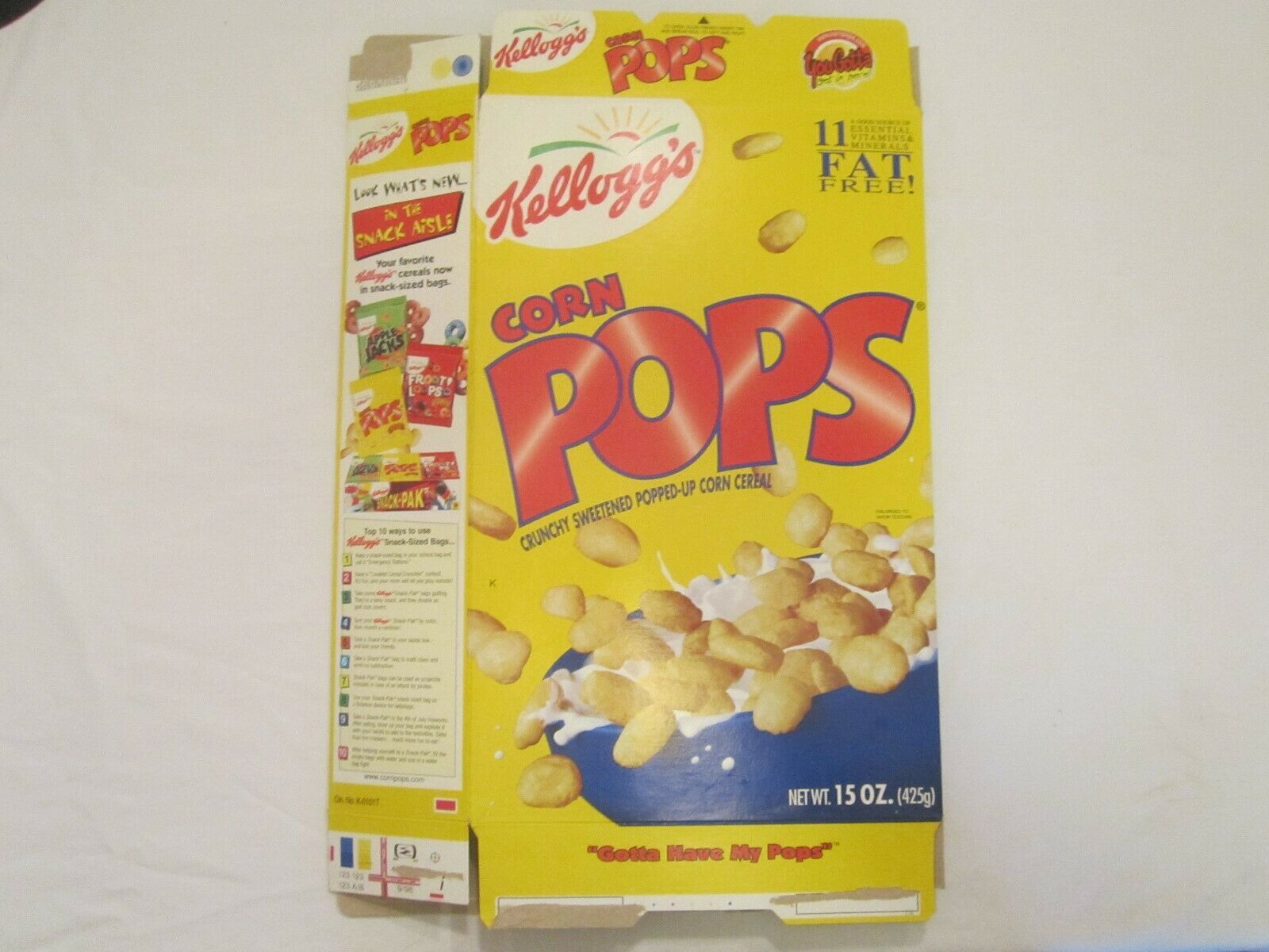 KELLOGG'S Empty Cereal Box 1999 CORN POPS Power Up 15 oz [A6e9] Other