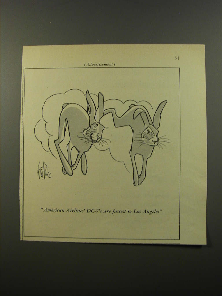 Primary image for 1954 American Airlines Advertisement - Cartoon by George Price - Rabbits