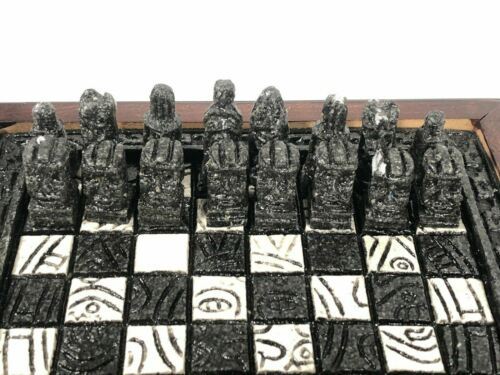 Onyx Marble Stone Carved Aztec Chess Piece Rook Gray/brown 