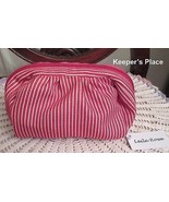 Laila Rowe Small Makeup Case Pouch Zippered Red White Stripe New Tag - $13.00