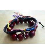 Empowering Jewelry Bracelet Set Red Sandalwood Wineglass Surfer Multi-co... - $3.33