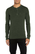 Hugo Boss Mens Open Green Erbi Slim Fit Ribbed Henley Sweater, 2XL XXL 3909-7 - $103.91