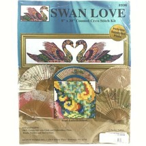 Design Works Counted Cross Stitch Kit #2336 Swan Love 8x30" Sealed NIP 90s Vtg - $28.71