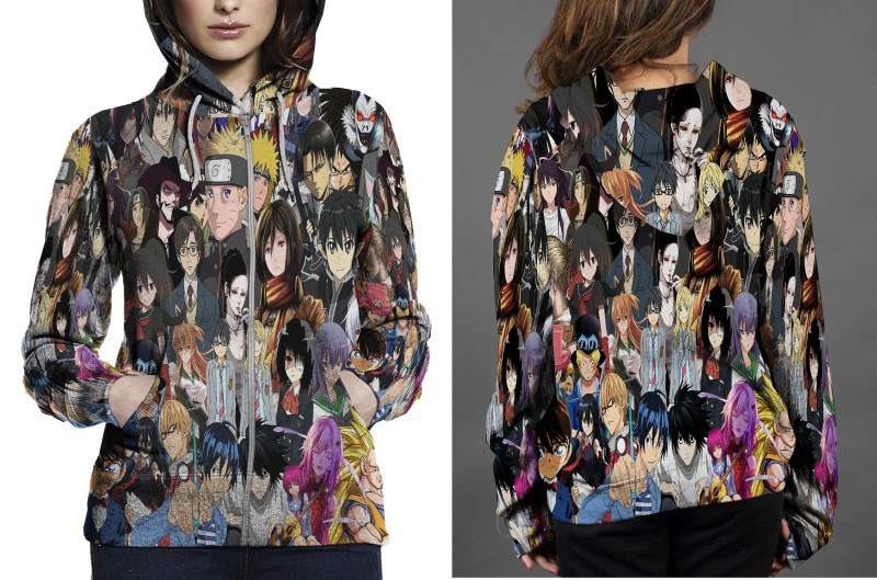 Crossover Anime Hoodie Fullprint Women Zipper