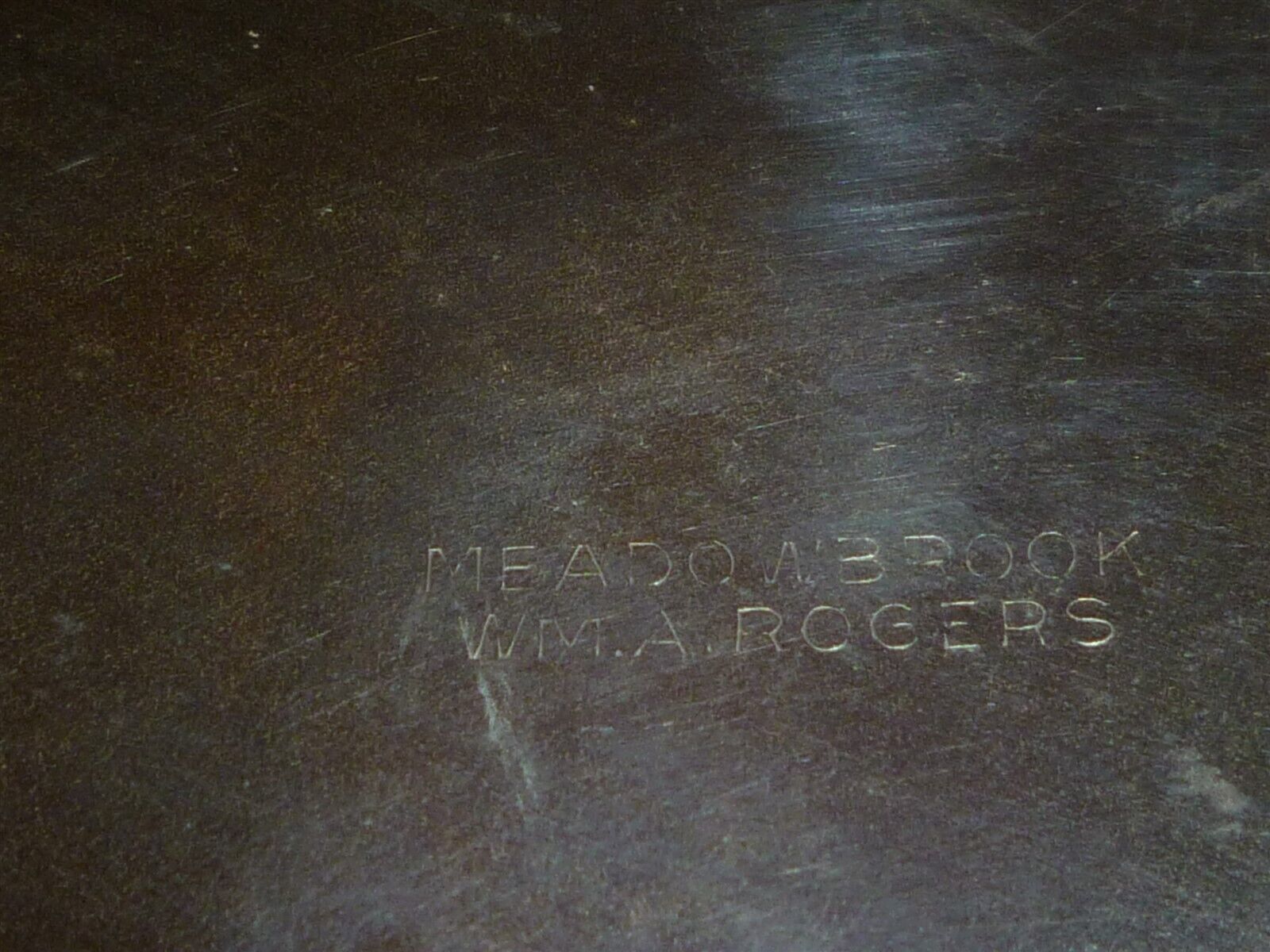 VINTAGE SILVERPLATE SERVING DISH WITH CRYSTAL LINING MEADOWBROOK WM.A