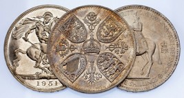 Great Britain Commemorative 3pc Crown Lot | Coronation, Festival &amp; NY Ex... - $64.35