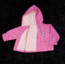 Disney Mickey & Co Hooded Lined Minnie Mouse Pink Ruffled Wind Rain Jacket 18M - $9.55