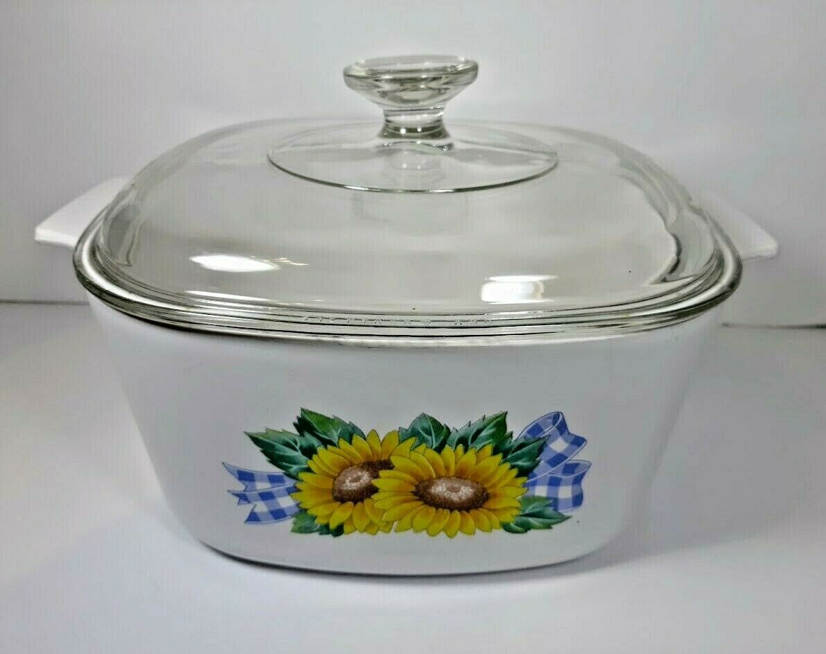 Primary image for Corelle Corning SUNSATIONS Sunflower 3 LITER A-3-B-3 L USA Casserole & Lid 2 pc
