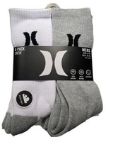 Hurley Sport Men Sock Sz 10-13 Arch Support Cushion Wicking 6 Pk Crew Wh... - $17.96