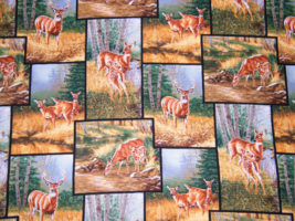 Bty Whitetail Deer Patchwork Print 100% Cotton Quilt Fabric By Yard - $10.00