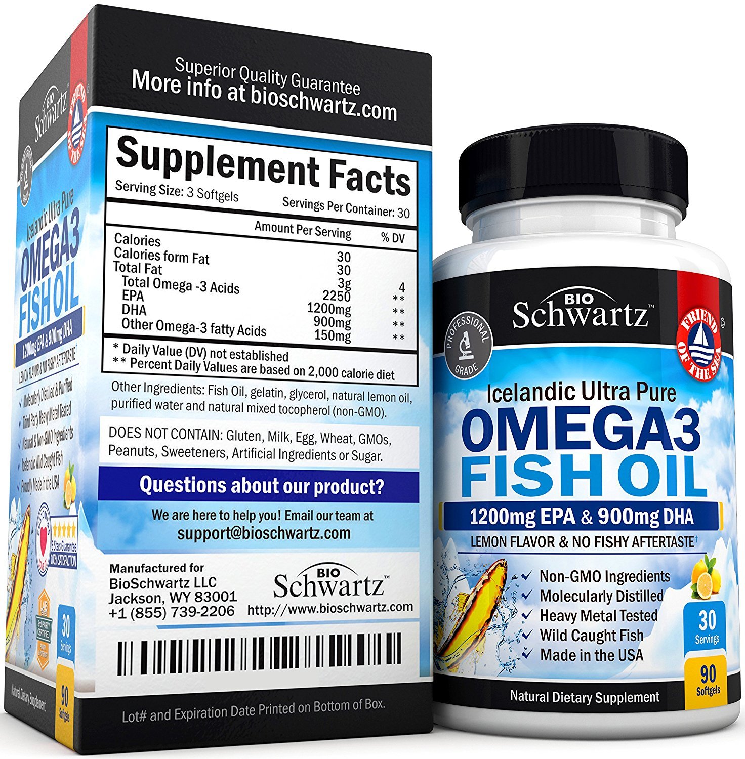 Omega 3 Fish Oil 3000mg Burp Less. Epa 1200mg, DHA 900mg Fatty Acids