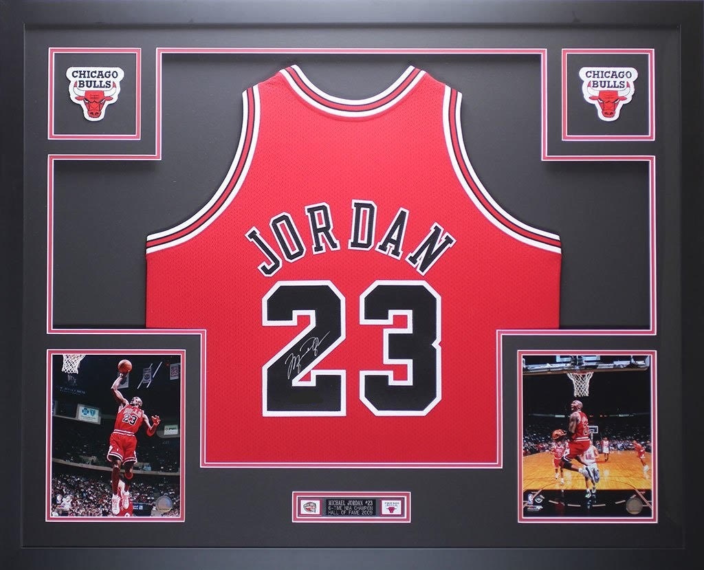 Michael Jordan Autographed Jersey Framed Chicago Bulls Limited Stock