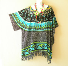 KB1359 Abstract Batik Caftan Plus Kimono Poncho Hippy Women Blouse Top u... - $24.90