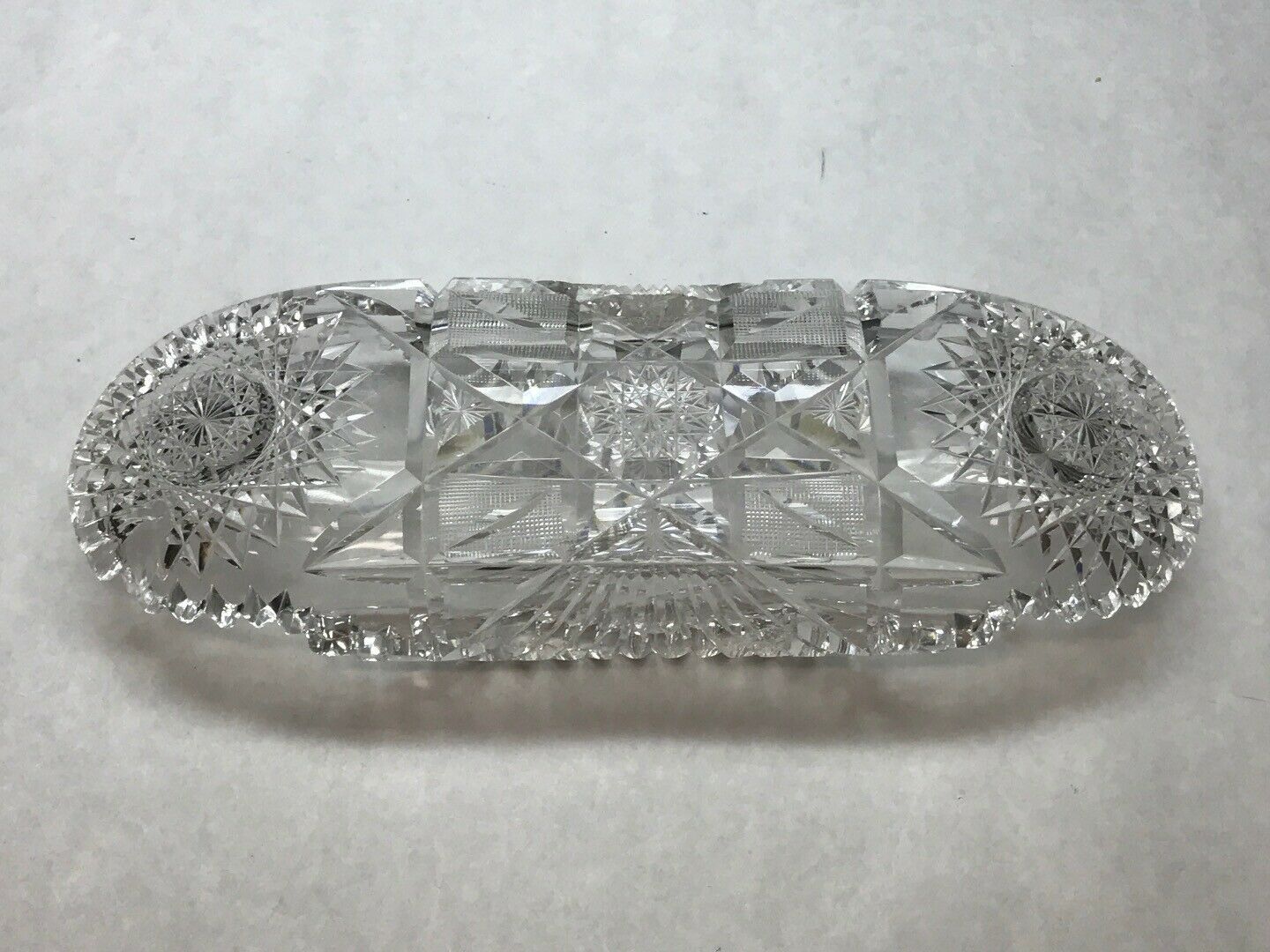 Condiment Antique  ABP Crystal Cut And Pressed Leaves & Fans Divided Relish 6 4 Inch Formal Dining Tableware Wedding Gift Relish  Dish