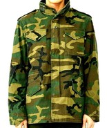 Alpha Industries Mens Military Woodland Camouflage Coat Field Camo Medium Long - $72.75