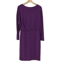 ADRIANNA PAPELL Bandage Sheath Dress Sz 10 Purple Long Sleevess - $56.09