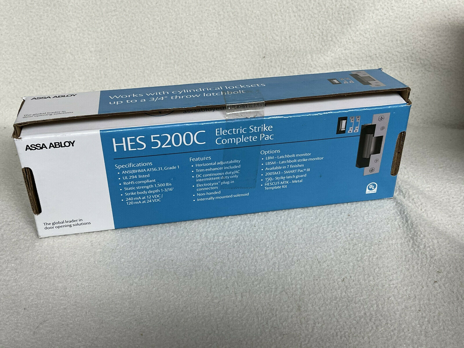 ASSA ABLOY HES 5200C12D/24DLBM Electric Strike w/Faceplate