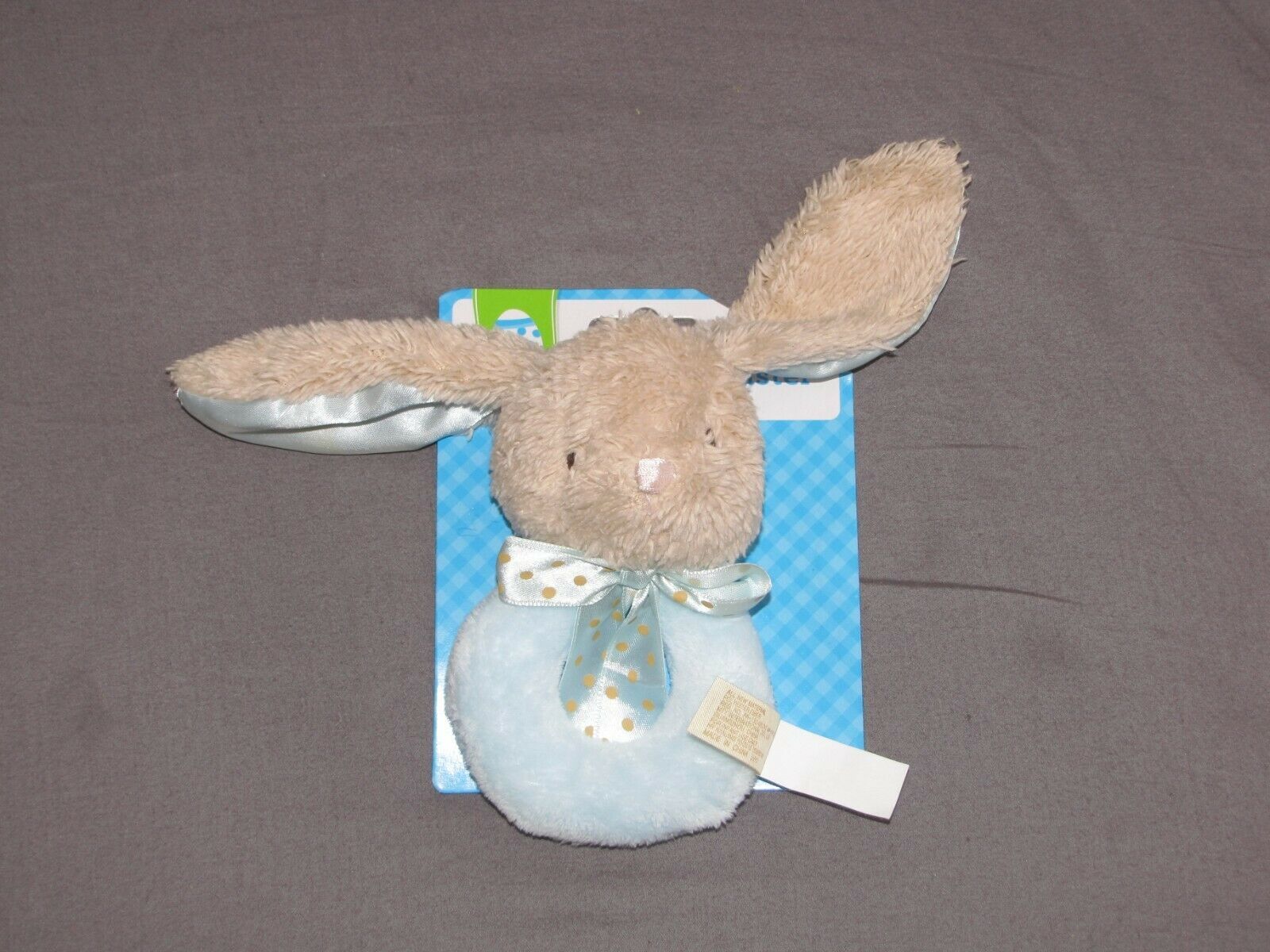 Bunny Rattle Baby Gund 6" Blue 