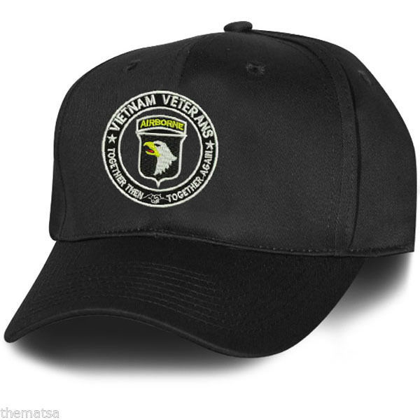 ARMY 101ST AIRBORNE VIETNAM VETERAN EMBROIDERED MILITARY BLACK HAT CAP ...