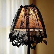 Gothic Black Lace BAT SPIDER LAMP SHADE COVER Topper Valance Curtain Dec... - $12.84