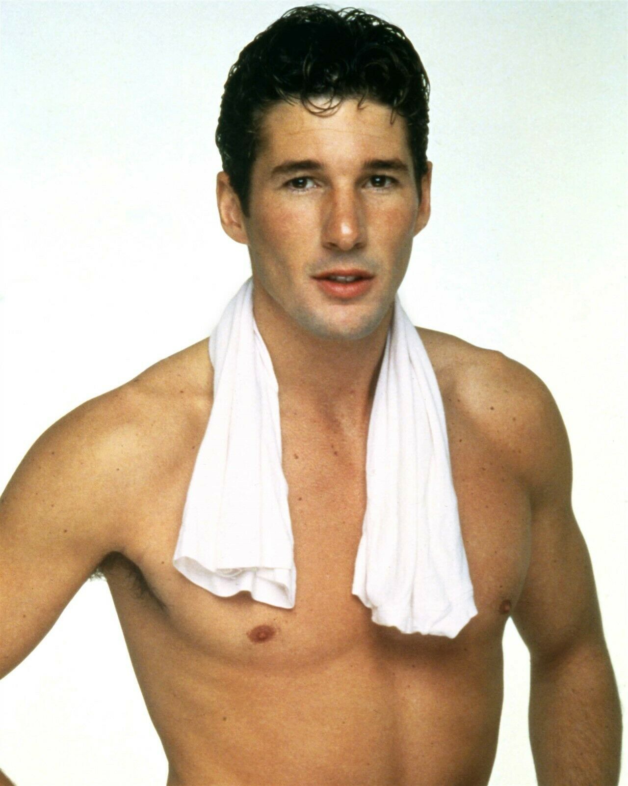 Richard Gere young beefcake bare chested portrait towel around neck 8x10 photo