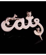 Large sterling Cats Brooch - signed meow Kitty - Sterling silver - Whims... - $95.00