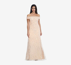 Adrianna Papell Shell Off the shoulder sequin dress with lattice detail ... - $178.20