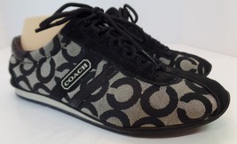 Coach Black Signature C Logo Shoes & Patent Leather Lace Up Sz 7.5 "Kathleen" - $29.70