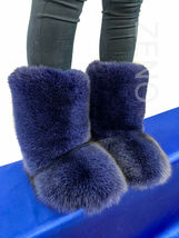Double-Sided Blue Fox Fur Boots For Outdoor Eskimo Fur Boots Blue Arctic Boots image 6